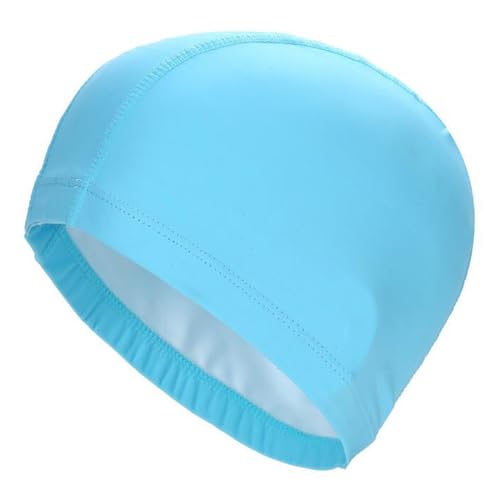 Super-Stretch-Stoff-Schwimmkappe, Badekappe aus PU-Stoff for Männer und Frauen mit großem Kopf und langem Haar, mehrfarbig, 32 x 20 cm(Light blue) von DQZRTUECA