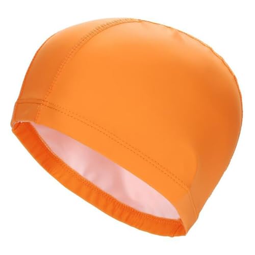 Super-Stretch-Stoff-Schwimmkappe, Badekappe aus PU-Stoff for Männer und Frauen mit großem Kopf und langem Haar, mehrfarbig, 32 x 20 cm(Orange) von DQZRTUECA
