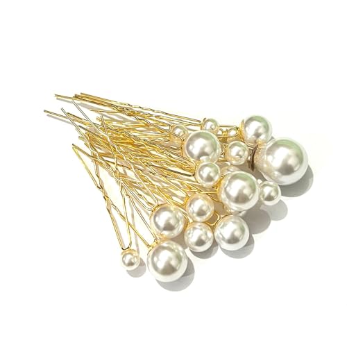 U-förmige Haarnadeln Haarklemmen, 18–90 Stück Perlen-Haarnadeln for Hochzeiten, U-förmige Brautklammern for Brautjungfern, Mädchen und Frauen, Haarschmuck(Gold,18 count (Pack of 1)) von DQZRTUECA