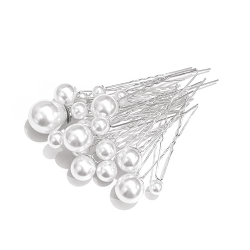 U-förmige Haarnadeln Haarklemmen, 64 Stück Perlen-Haarnadeln, U-Form, Haarschmuck, Clips for Bräute und Brautjungfern, Frisur(Silver/48 Pcs) von DQZRTUECA