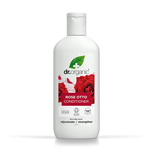 Dr Organic Rose Otto Conditioner, Für Männer und Frauen, Natürlich, Vegan, Tierversuchsfrei, Paraben- & SLS-frei, Recycelbar & Aus im Meer gebundenem Plastik recycelt, Zertifiziert Bio, 265ml von DR ORGANIC