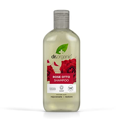 Dr Organic Rose Otto Shampoo, Für Männer und Frauen, Natürlich, Vegan, Tierversuchsfrei, Paraben- & SLS-frei, Recycelbar & Aus im Meer gebundenem Plastik recycelt, Zertifiziert Bio, 265ml von DR ORGANIC