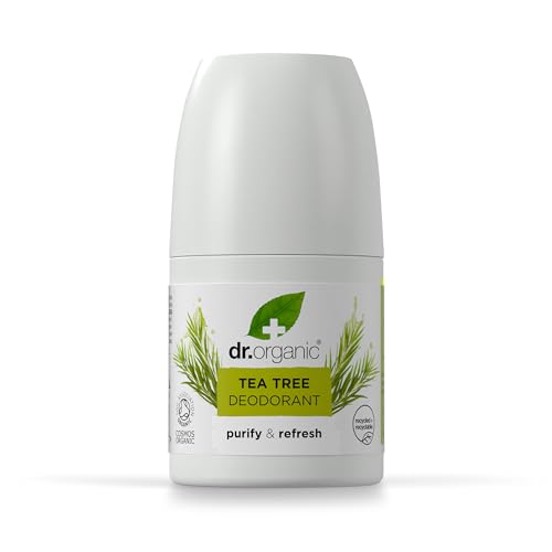 Dr Organic Teebaum Deodorant, Aluminiumfrei, Für Männer und Frauen, Natürlich, Vegan, Tierversuchsfrei, Paraben- & SLS-frei, Recycelt & Recyclebar, Zertifiziert Bio, 50ml von DR ORGANIC