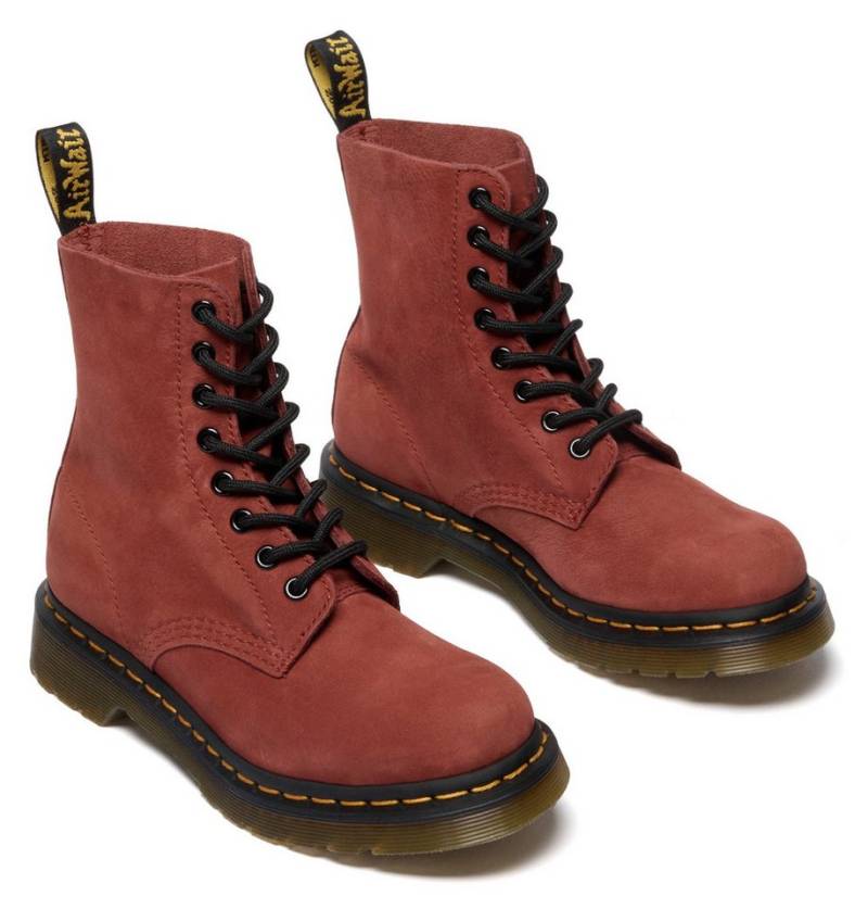 DR. MARTENS 1460 Pascal 8 Eye Boot Schnürboots Festival, Blockabsatz, Schnürboots mit gelber Rahmennaht von DR. MARTENS