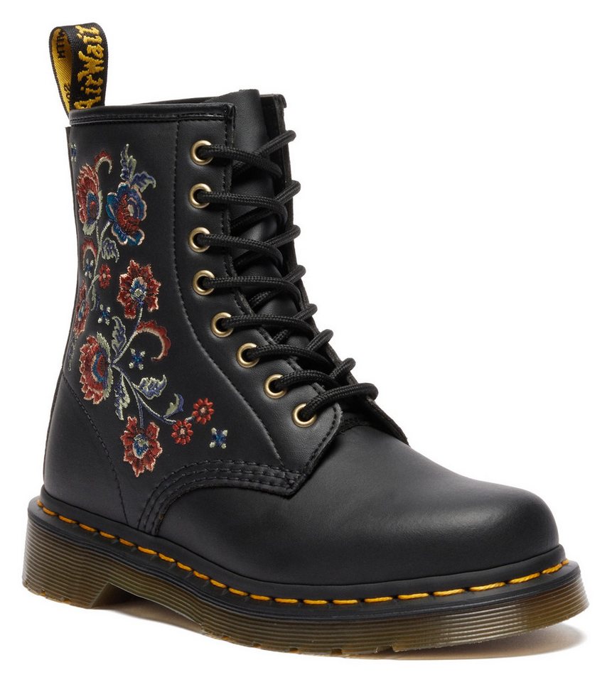 DR. MARTENS 1460 Vonda 8 Eye Boot Schnürboots Stiefel, Boots mit Blütenstickerei von DR. MARTENS