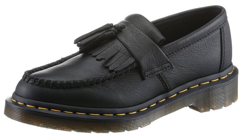 DR. MARTENS Black Virginia Adrian Mokassin Chunky Slipper, Schlupfschuh mit modischer Tassel - schmale Form von DR. MARTENS