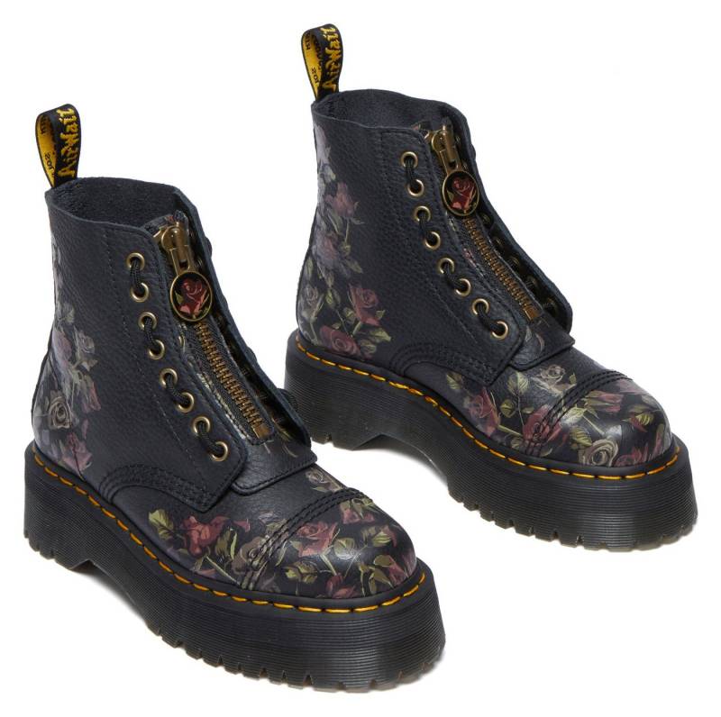 DR. MARTENS Sinclair Decayed Roses Tumbled Nappa Leder Stiefel Schlupfboots Plateauboots, Chunky Boot mit abnehmbarem Reißverschluss von DR. MARTENS