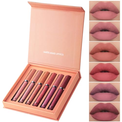 The Everlasting Liquid Lipstick Matte Set of 6, Long-Lasting Moisturizing Lipstick, Moisturizing Lipstick, Lip Gloss, Waterproof Lipstick Gift Sets for Women (B) von DRABEX