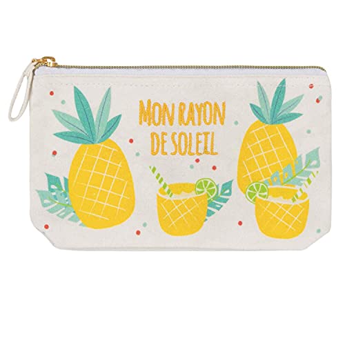 Draeger Paris - Baumwollbeutel bunt Bedruckt - Taschen-Organizer/Beauty-Tasche - Mon Rayon de Soleil (auf Französisch) - 21 x 12 cm von DRAEGER PARIS 1886