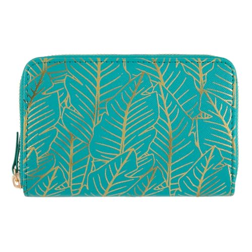 DRAEGER PARIS 1886 Damen Portefeuille Femme-Feuilles Dorées-Turquoise Geldbörse, türkis von DRAEGER