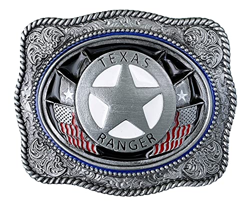 DRAGON DESIGNS TANSIDE LTD. Texas Ranger Gürtelschnalle mit Geschenkbox, Silber, Zink, Antik, Vintage, 85 mm x 70 mm, 44-mm-Gürtel, mit Hologramm-Etikett DRAGON DESIGNS TANSIDE LTD. Texas Ranger Gürtelschnalle mit Geschenkbox, Silber, Zink, Antik, Vintage, 85 mm x 70 mm, 44-mm-Gürtel, mit Hologramm-Etikett von DRAGON DESIGNS TANSIDE LTD.