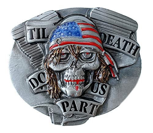 DRAGON DESIGNS TANSIDE LTD. Til Death Do Us Part Biker Totenkopf Gürtelschnalle mit Geschenkbox, mehrfarbig, Einheitsgröße von DRAGON DESIGNS TANSIDE LTD.
