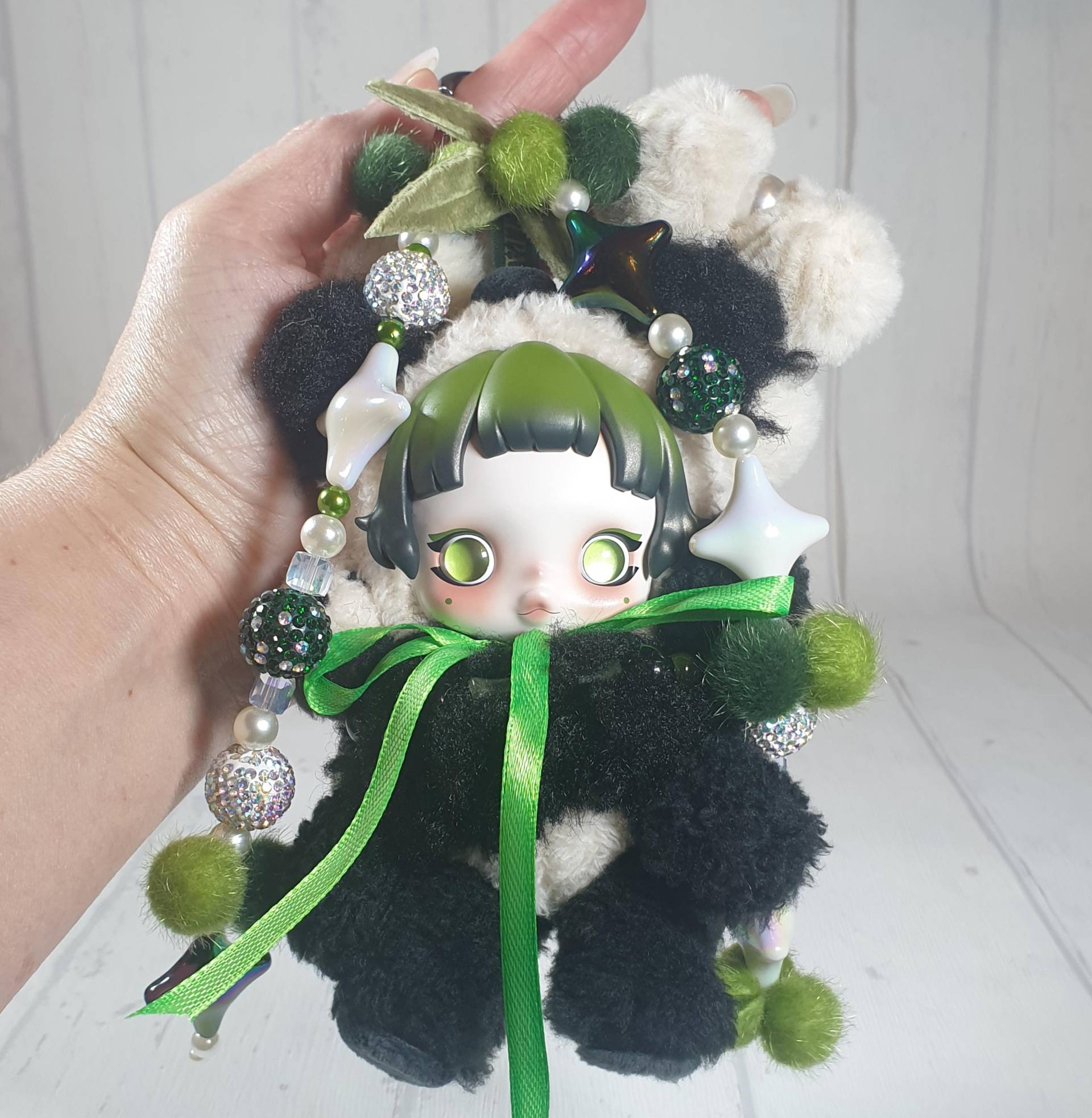 Handmade Special Limited Edition Skullpanda Taschenanhänger, Taschen Charm "Lazy Panda Ii" | 2 Custom Made By Mimi von DRAGONSCALESbyMIMI