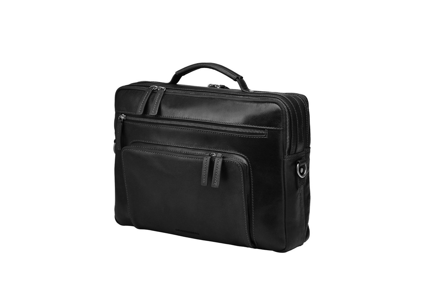 DRAKENSBERG Aktentasche Aktentasche »Silvio« Schwarz, Herren, aus luxuriösem Leder, kompakte Größe, mit vielen Fächern von DRAKENSBERG