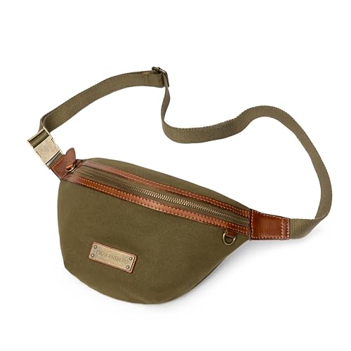 DRAKENSBERG Canvas Bauchtasche 'Mike' für Damen und Herren - Hüfttasche und Gürteltasche im Vintage-Design, 4L - Oliv-Grün, DR00239 von DRAKENSBERG