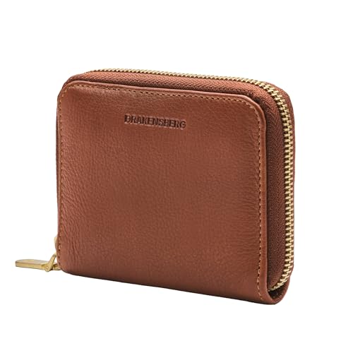 DRAKENSBERG DamenGeldbeutel 'Mia' (M) kompakt mit Reißverschluss aus hochwertigem Rinds-Leder | Karamell-Braun, DR00721 von DRAKENSBERG