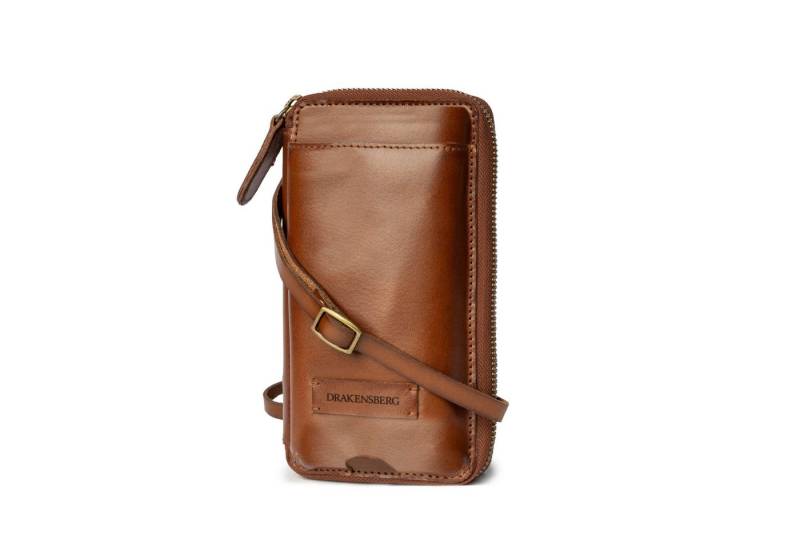 DRAKENSBERG Handytasche zum Umhängen »Alec« Vintage-Braun, Leder Smartphone Tasche mit Geldbeutel für Herren, handgemacht von DRAKENSBERG