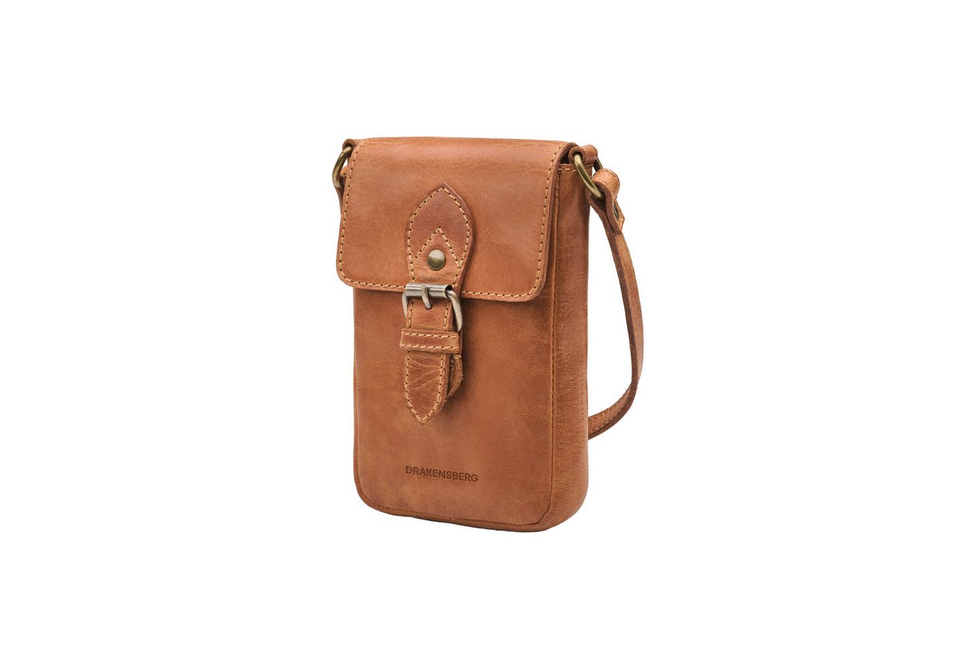 DRAKENSBERG Handytasche zum Umhängen »Jessy« Cognac-Braun, für Damen und Herren, Universalgröße für alle Modelle, Büffelleder von DRAKENSBERG