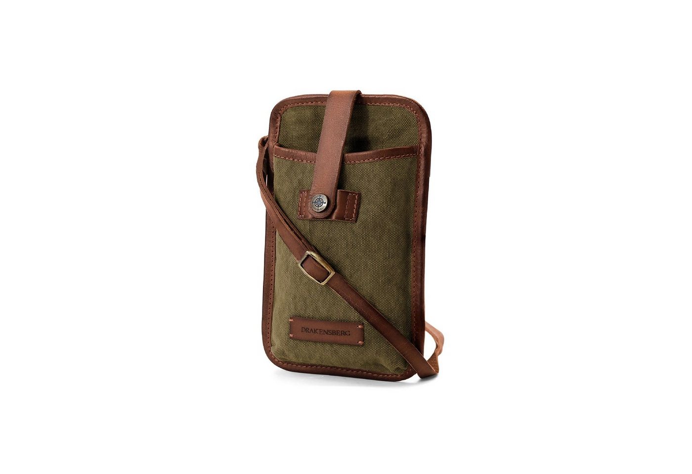 DRAKENSBERG Handytasche zum Umhängen »Vic« Oliv-Grün, Canvas Leder Smartphone-Tasche mit Münz- und Geldfach für Herren von DRAKENSBERG