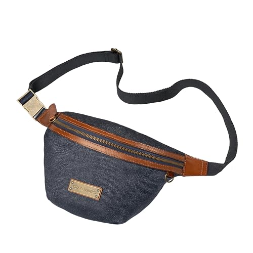 DRAKENSBERG Jeans Bauchtasche 'Mike' für Damen und Herren - Hüfttasche und Gürteltasche im Vintage-Design, 4L - Denim-Blau, DR00289 von DRAKENSBERG