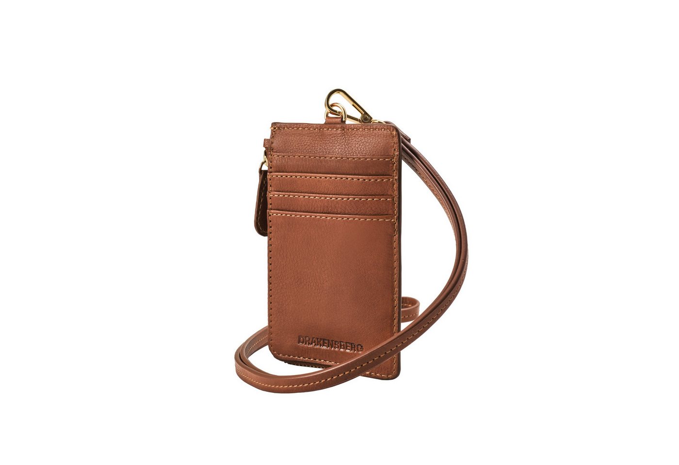 DRAKENSBERG Kartenetui zum Umhägen »Ava« Karamell-Braun, ideal auch zur Aufbewahrung von Zugangskarten und Visitenkarten von DRAKENSBERG