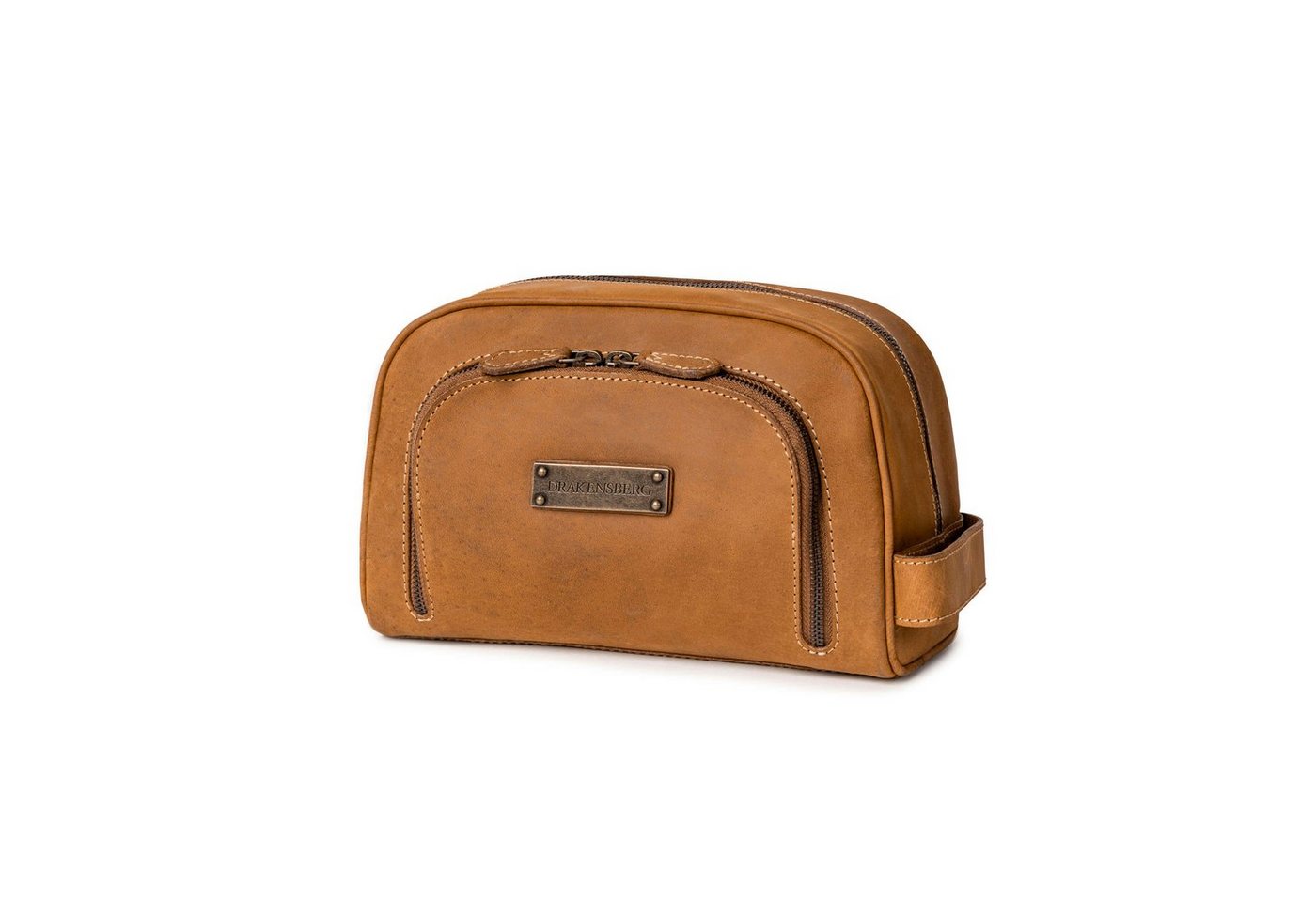 DRAKENSBERG Kulturbeutel »Ben« Cognac-Braun, Elegante Kulturtasche aus Büffelleder für Damen und Herren, Vintage von DRAKENSBERG