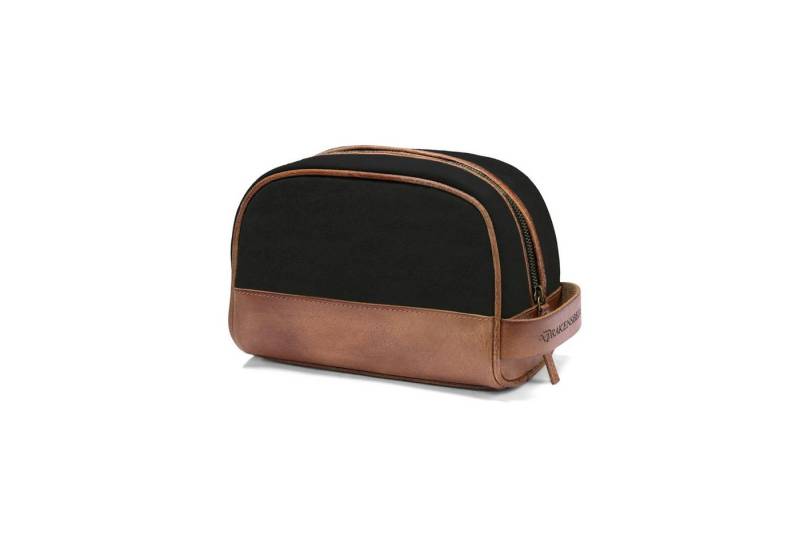 DRAKENSBERG Kulturbeutel »Glen« Schwarz, Klassische Damen, Herren Kulturtasche, Canvas, Leder, wasserabweisend von DRAKENSBERG