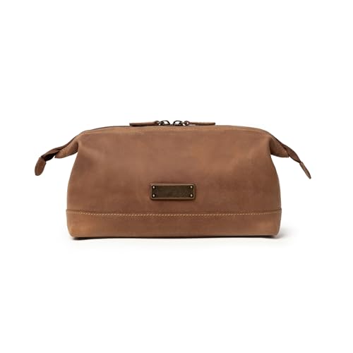 DRAKENSBERG Leder Kulturbeutel Damen und Herren 'Ruby' - Klassische Kulturtasche, elegant, edel, erweiterbar, nachhaltig, 5L - Havanna-Braun, DR00315 von DRAKENSBERG