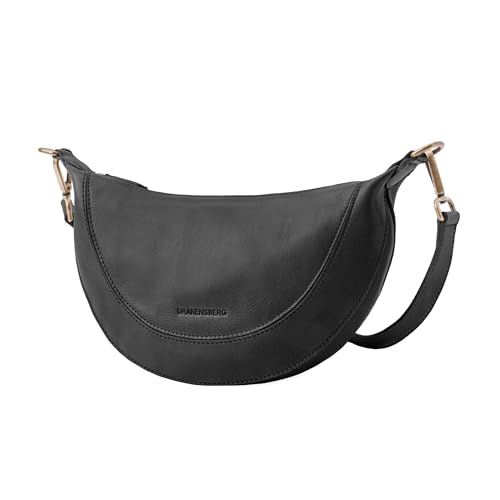 DRAKENSBERG Leder Half-Moon Bag 'Mona' hochwertige Damen-Handtasche und Bauchtasche aus Rindsleder, 3L | Schwarz, DR00767 von DRAKENSBERG