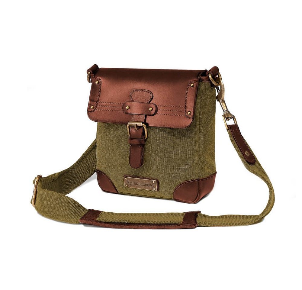 DRAKENSBERG Umhängetasche Messenger Bag »Mila« Oliv-Grün, kleine unisex Schultertasche, handgemacht aus Canvas und Büffelleder von DRAKENSBERG