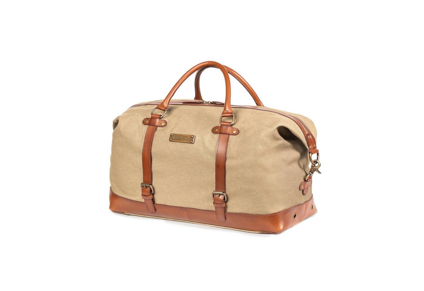 DRAKENSBERG Reisetasche Weekender »Owen« Khaki-Beige, für Damen und Herren, stilvoll und elegant, Canvas, Leder, erweiterbar von DRAKENSBERG