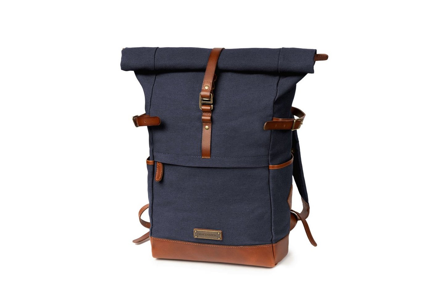 DRAKENSBERG Rucksack Roll-Top »Wyatt« Marine-Blau, markanter Herren Cityrucksack aus Canvas und Leder mit 15 Laptopfach" von DRAKENSBERG