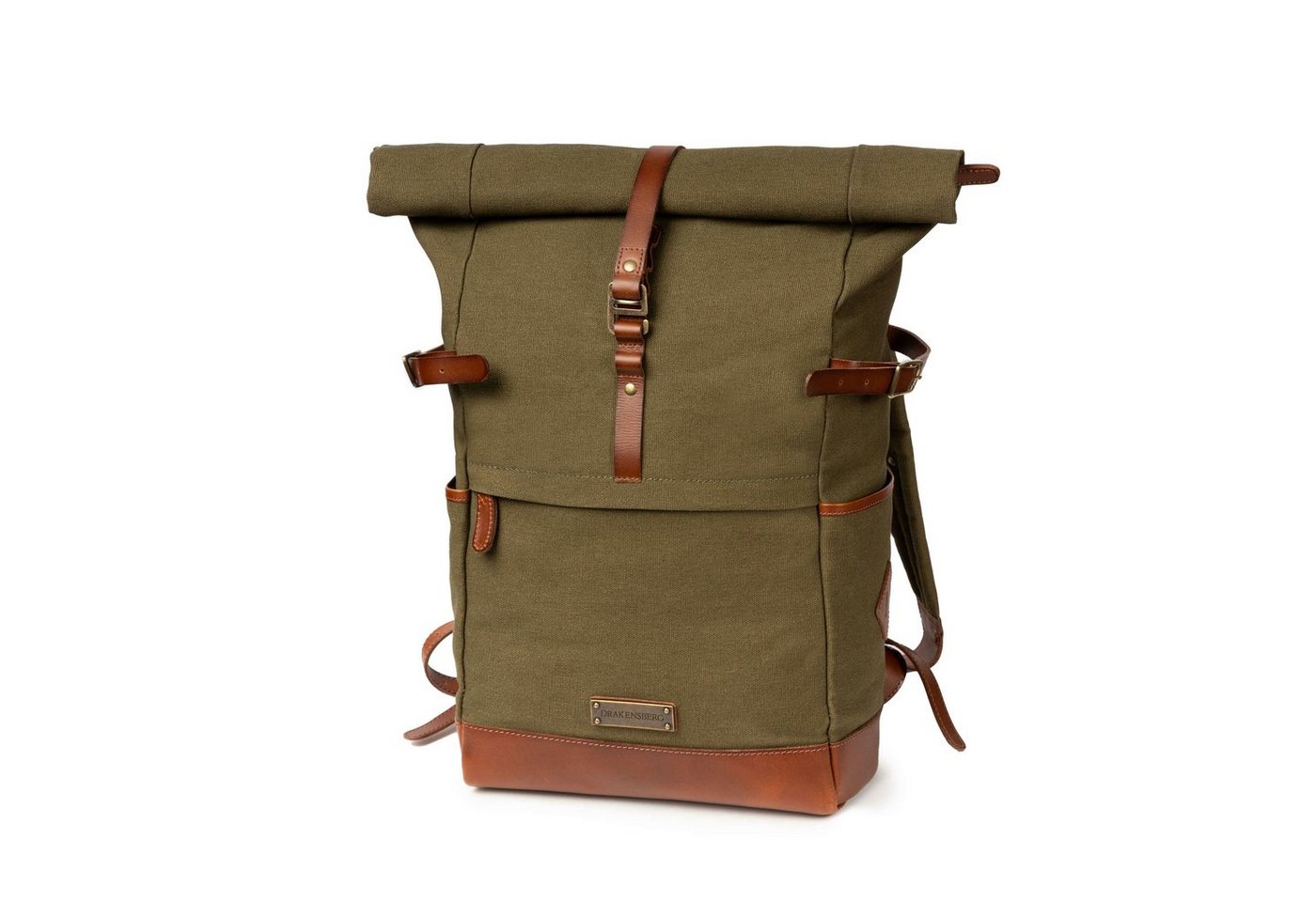 DRAKENSBERG Rucksack Roll-Top »Wyatt« Oliv-Grün, markanter Herren Cityrucksack aus Canvas und Leder mit 15 Laptopfach" von DRAKENSBERG