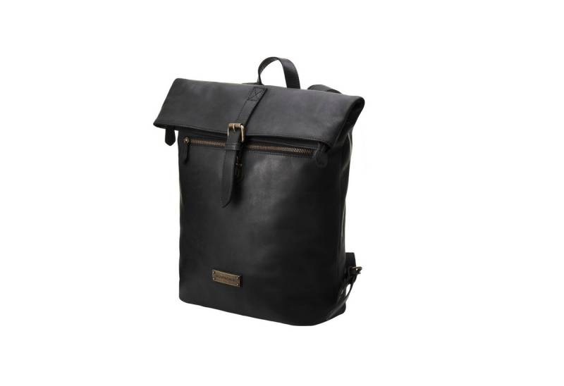 DRAKENSBERG Tagesrucksack Roll-Top »Paula« Schwarz, Damen, eleganter Kurier-Rucksack aus Leder mit 15" Laptopfach von DRAKENSBERG