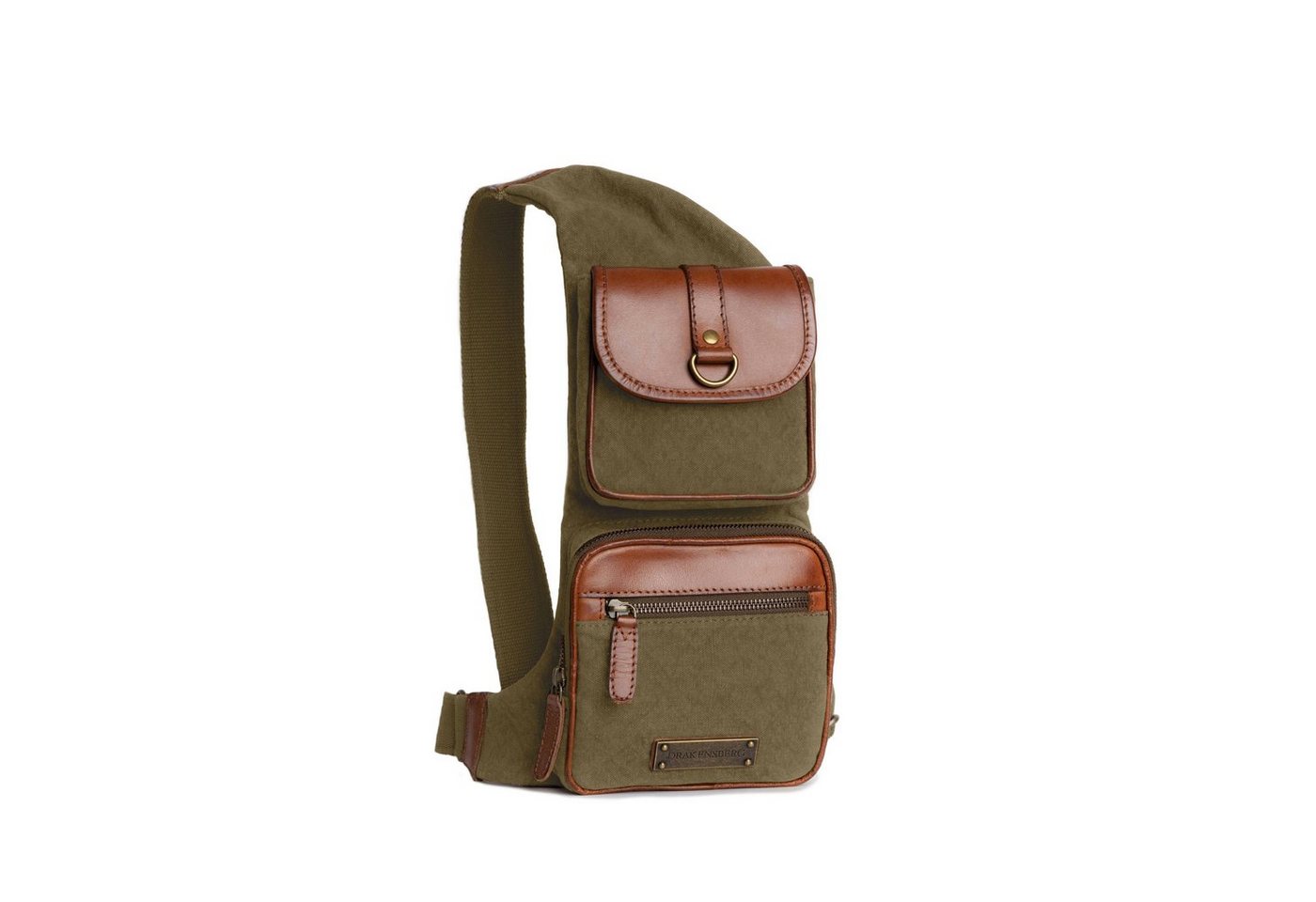 DRAKENSBERG Tagesrucksack Schulterrucksack »Mateo« Oliv-Grün, Schultertasche mit vielen Fächern aus Canvas und Leder im Safari-Look von DRAKENSBERG