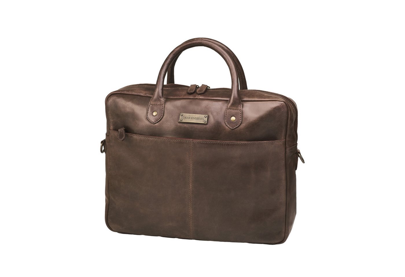 DRAKENSBERG Umhängetasche Aktentasche »Hugo« Kaffee-Braun, elegante Leder Laptoptasche 16" für Herren aus weichem Büffelleder von DRAKENSBERG