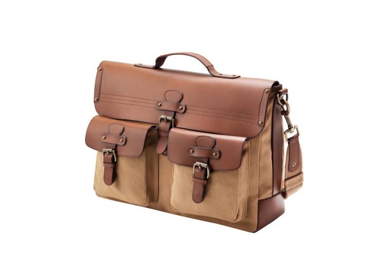 DRAKENSBERG Umhängetasche Aktentasche »Milo« Khaki-Beige, Herren Schultertasche mit 15" Laptopfach aus wasserabweisendem Canvas von DRAKENSBERG