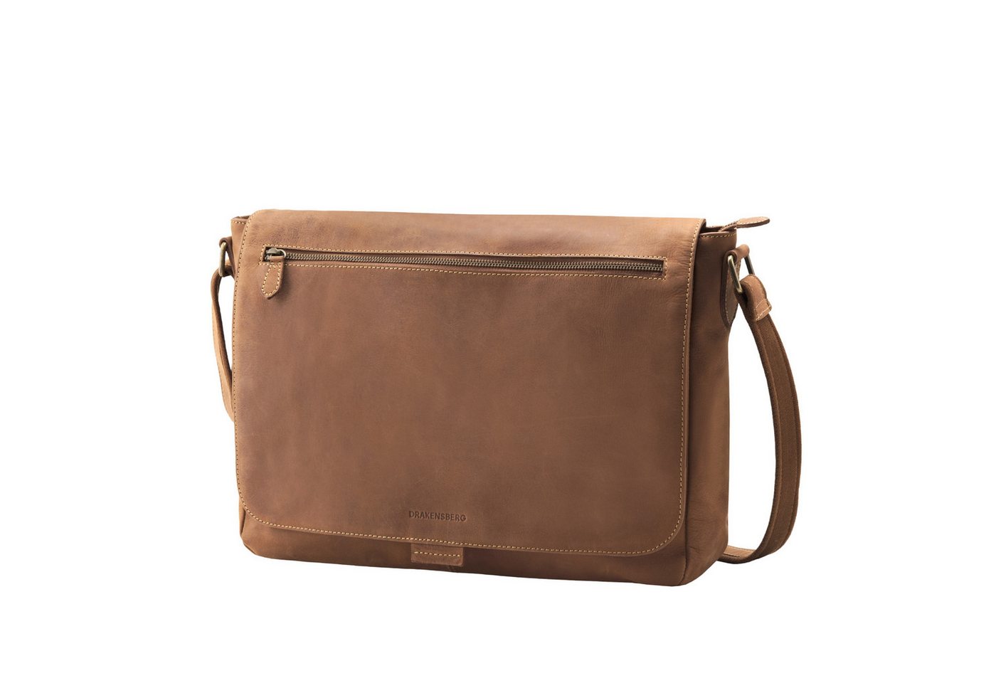 DRAKENSBERG Umhängetasche Messenger Bag »Leon« Havanna-Braun, Herren Leder Schultertasche mit 16" Laptopfach, handgemacht, Vintage von DRAKENSBERG