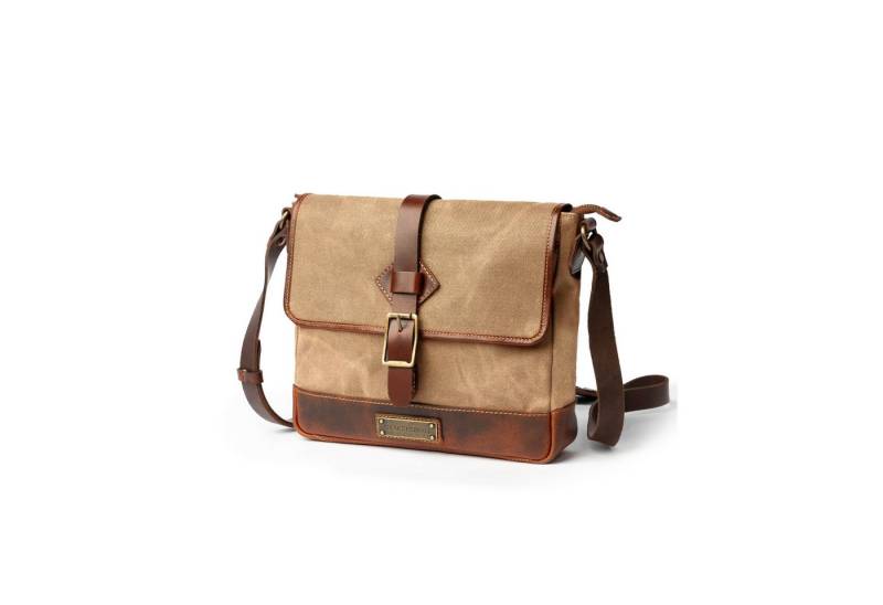DRAKENSBERG Umhängetasche Messenger Bag »Nate« Khaki-Sand, Herren Cross-Body Messenger Tasche aus gewachstem Canvas mit Leder von DRAKENSBERG