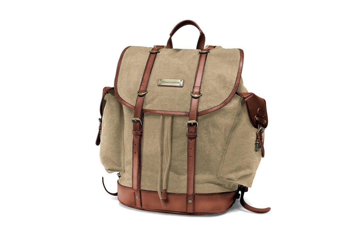 DRAKENSBERG Wanderrucksack »Henry« Khaki-Beige, Damen und Herren Rucksack im alpinen Vintage-Design, Canvas, Leder von DRAKENSBERG