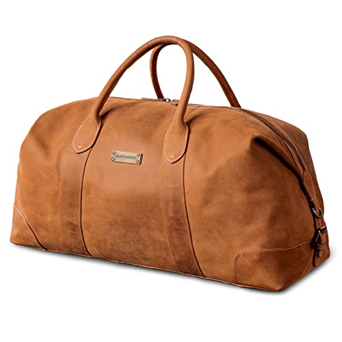 DRAKENSBERG Weekender 'David' (L) Leder Reisetasche Herren und Damen im Vintage-Design, erweiterbar, 60L - Cognac-Braun, DR00326 von DRAKENSBERG