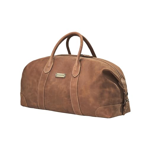 DRAKENSBERG Leder Weekender 'David' (55cm) Reisetasche Herren Damen, Vintage Design, erweiterbar | 45L, Havanna-Braun, DR00306-M von DRAKENSBERG