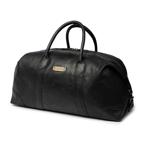 DRAKENSBERG Weekender 'David' (L) große Leder Reisetasche Herren und Damen, erweiterbar, 60L - Vintage-Schwarz, DR00366 von DRAKENSBERG