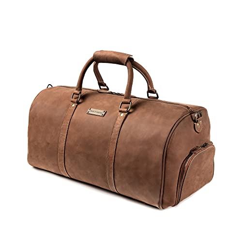 DRAKENSBERG Weekender 'Finn' - Leder Reisetasche mit Schuhfach, Damen, Herren, handgepäcktauglich, 40L - Havanna-Braun, DR00300 von DRAKENSBERG