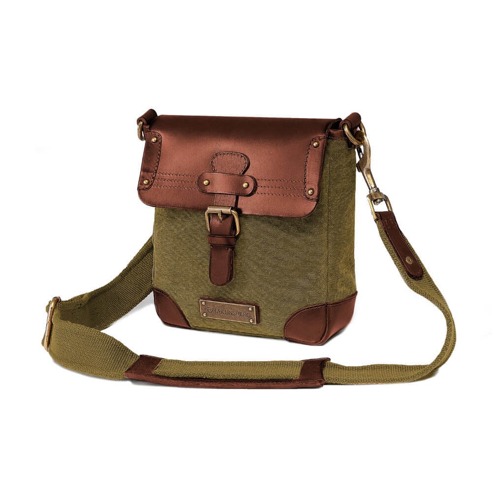 Drakensberg Kuriertasche »Mila« Oliv-Grün, Handgemachte Vintage Umhängetasche Für Damen Und Herren Aus Nachhaltigem Canvas + Leder von DRAKENSBERGde