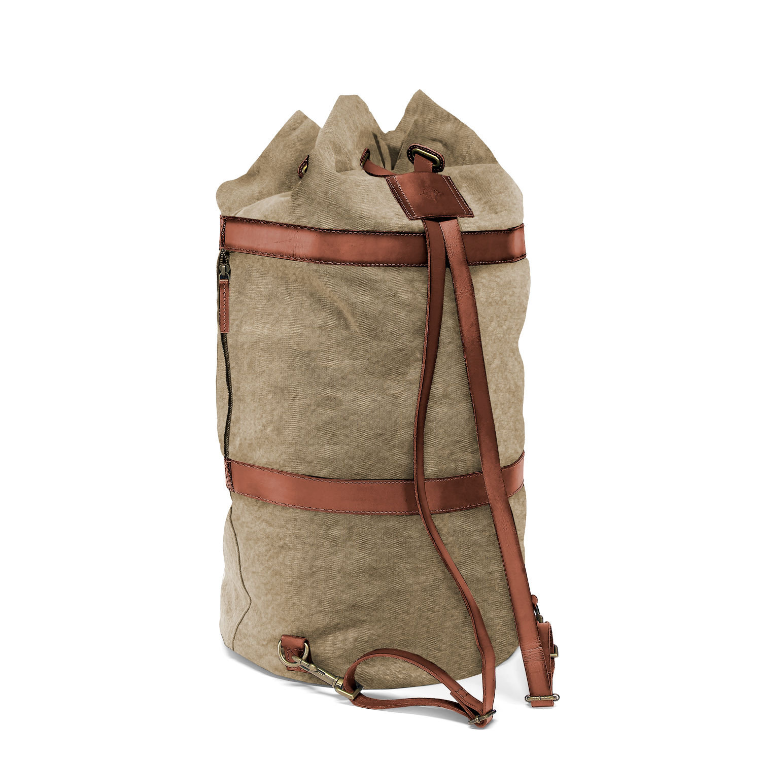 Drakensberg Seesack »Robin« Khaki-Beige, Handgemachter Großer Rucksack & Reisetasche Für Herren Aus Nachhaltigem Canvas + Leder von DRAKENSBERGde