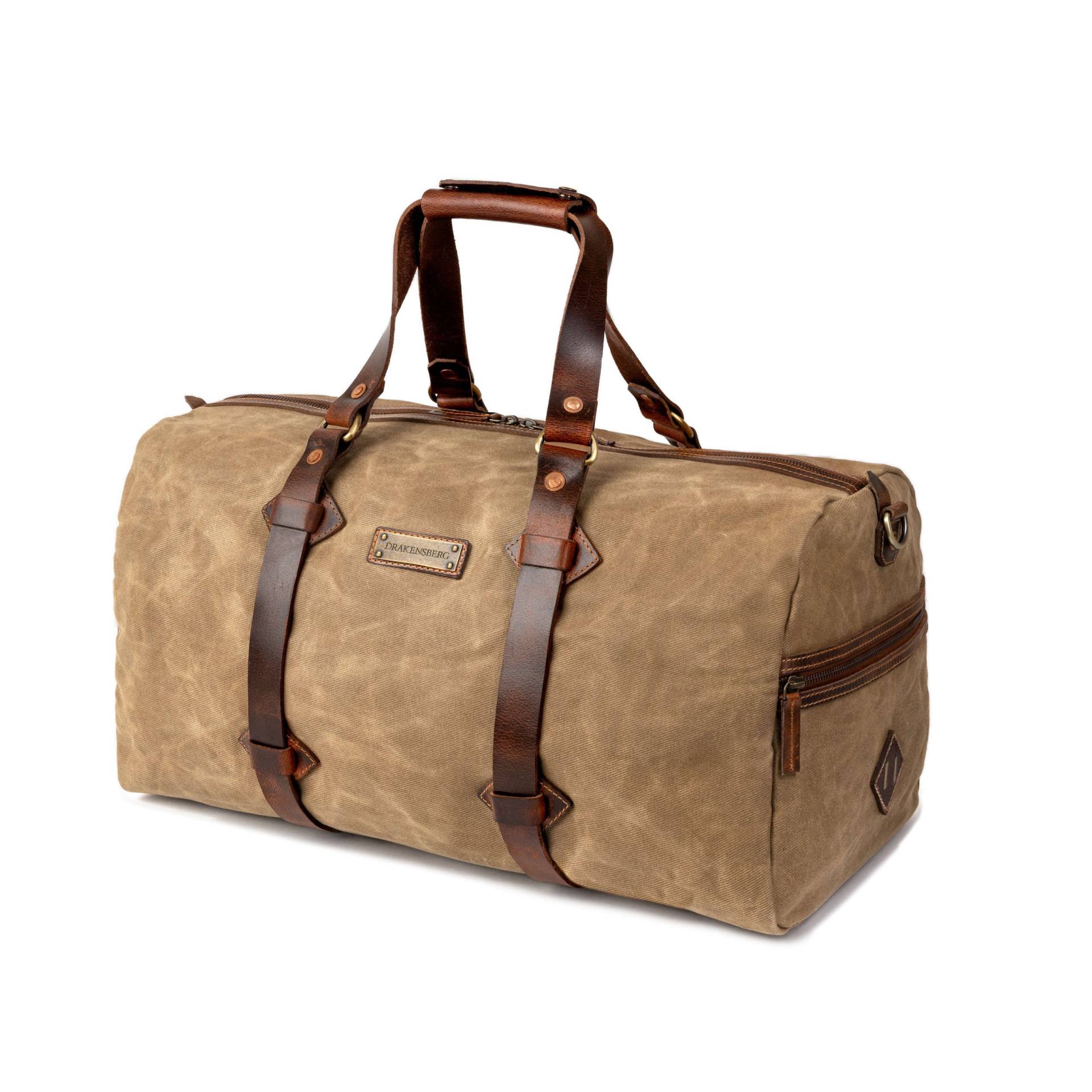 Drakensberg Weekender »Cody« Khaki-Sand, Handgemachte Reisetasche & Sporttasche Für Herren Aus Gewachstem Canvas Und Gehärtetem Leder von DRAKENSBERGde