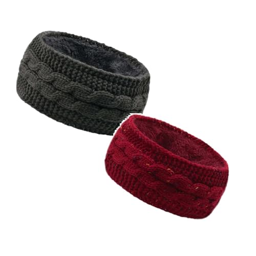 2 Stück Winter Stirnband Damen Strick Ohrenwärmer Haarband Haarreifen Fleece Women Stirnband Cozy Warm Beauty Joggen Haarschmuck Merinowolle Weihnachts Kostüm Hair Haarband Kopftuch Haarreifen von DRALOFAO