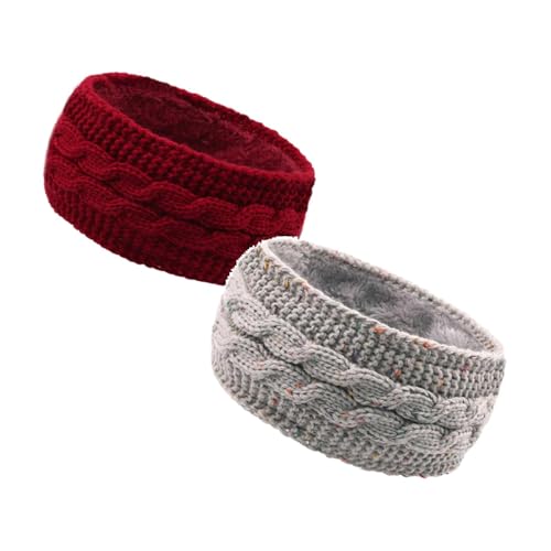 2 Stück Winter Stirnband Damen Strick Ohrenwärmer Haarband Haarreifen Hair Women Haarschmuck Laufen Fleece Cozy Blumen Stirnband Joggen Strick Herbst Accessoires Haarband Headbands Stirnbänder von DRALOFAO