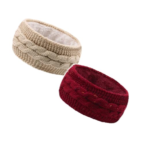 2 Stück Winter Stirnband Damen Strick Ohrenwärmer Haarband Haarreifen Hair Women Haarschmuck Laufen Fleece Cozy Blumen Stirnband Joggen Strick Herbst Accessoires Haarband Headbands Stirnbänder von DRALOFAO